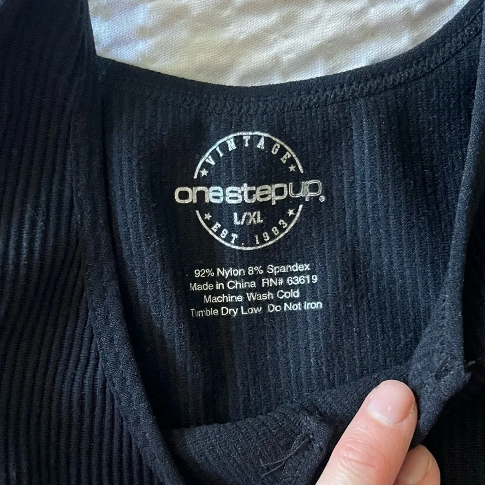 One Step Up Vintage Style Crop Top Juniors Black Size L/XL